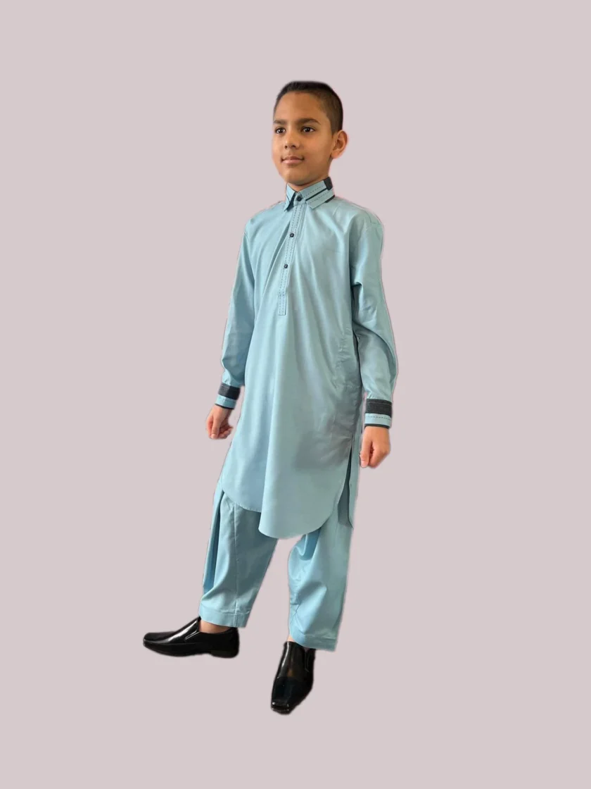 Shalwaar Kameez Groenblauw maat 134 - Afbeelding 2