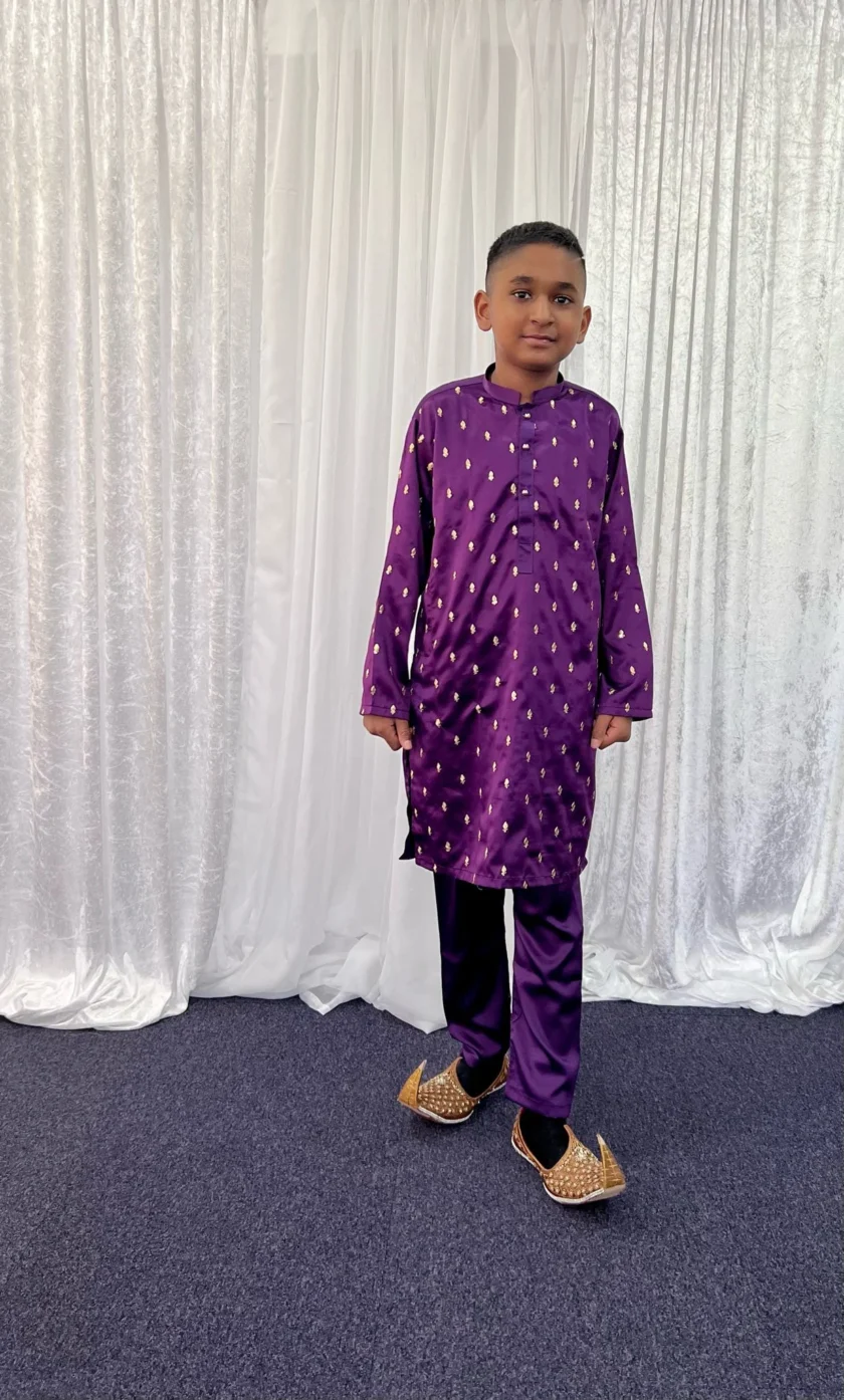 Kurta Pyjama Silk Paars - Afbeelding 2