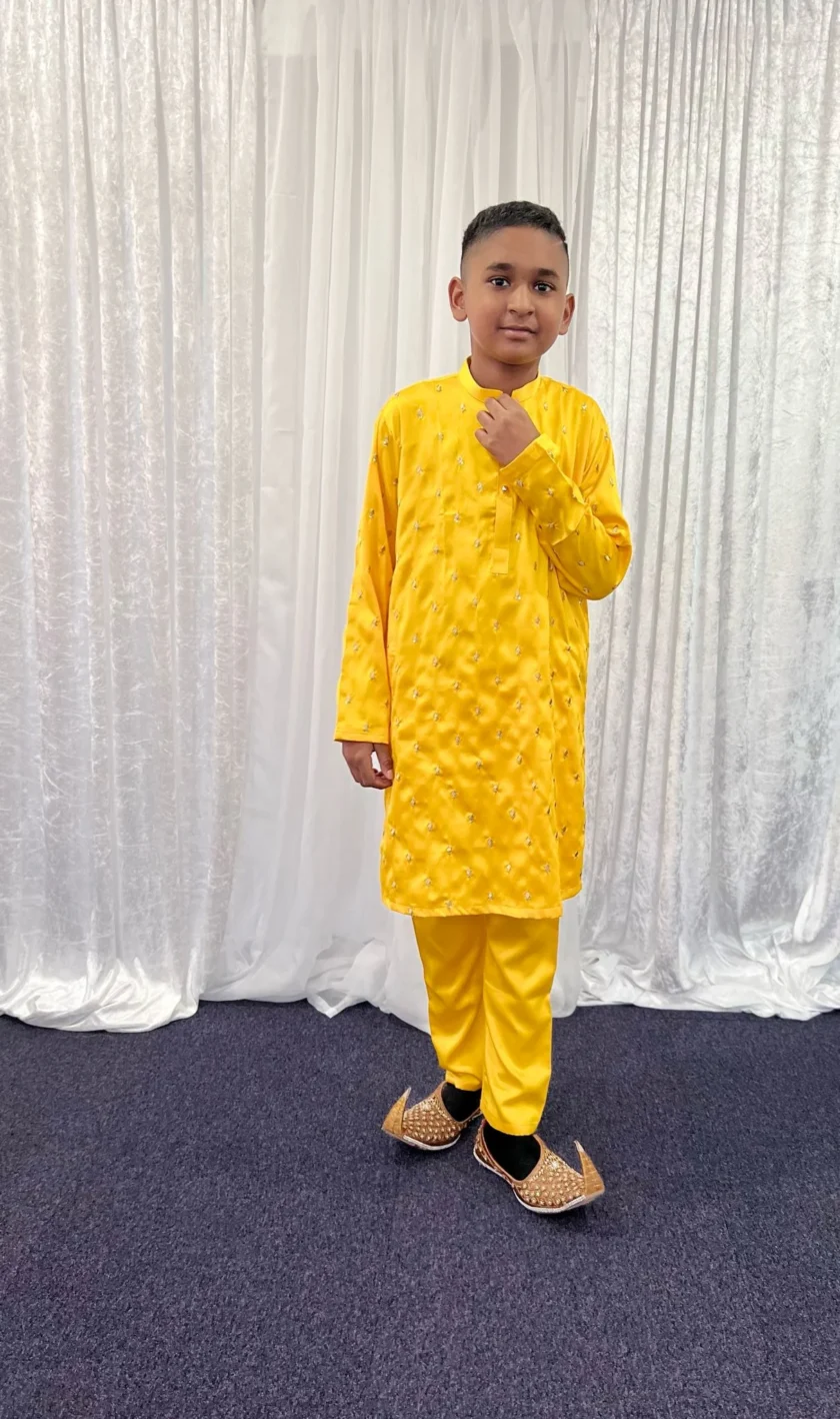 Kurta Pyjama Silk Geel