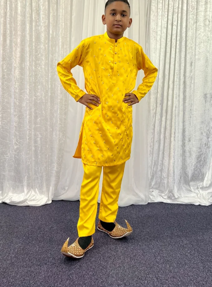 Kurta Pyjama Silk Geel