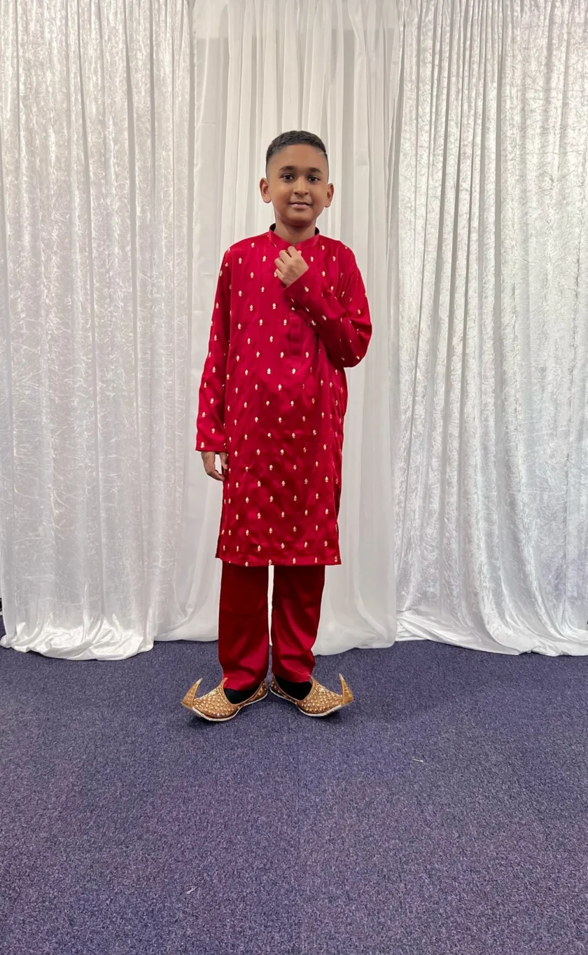 Kurta Pyjama Silk Rood - Afbeelding 2