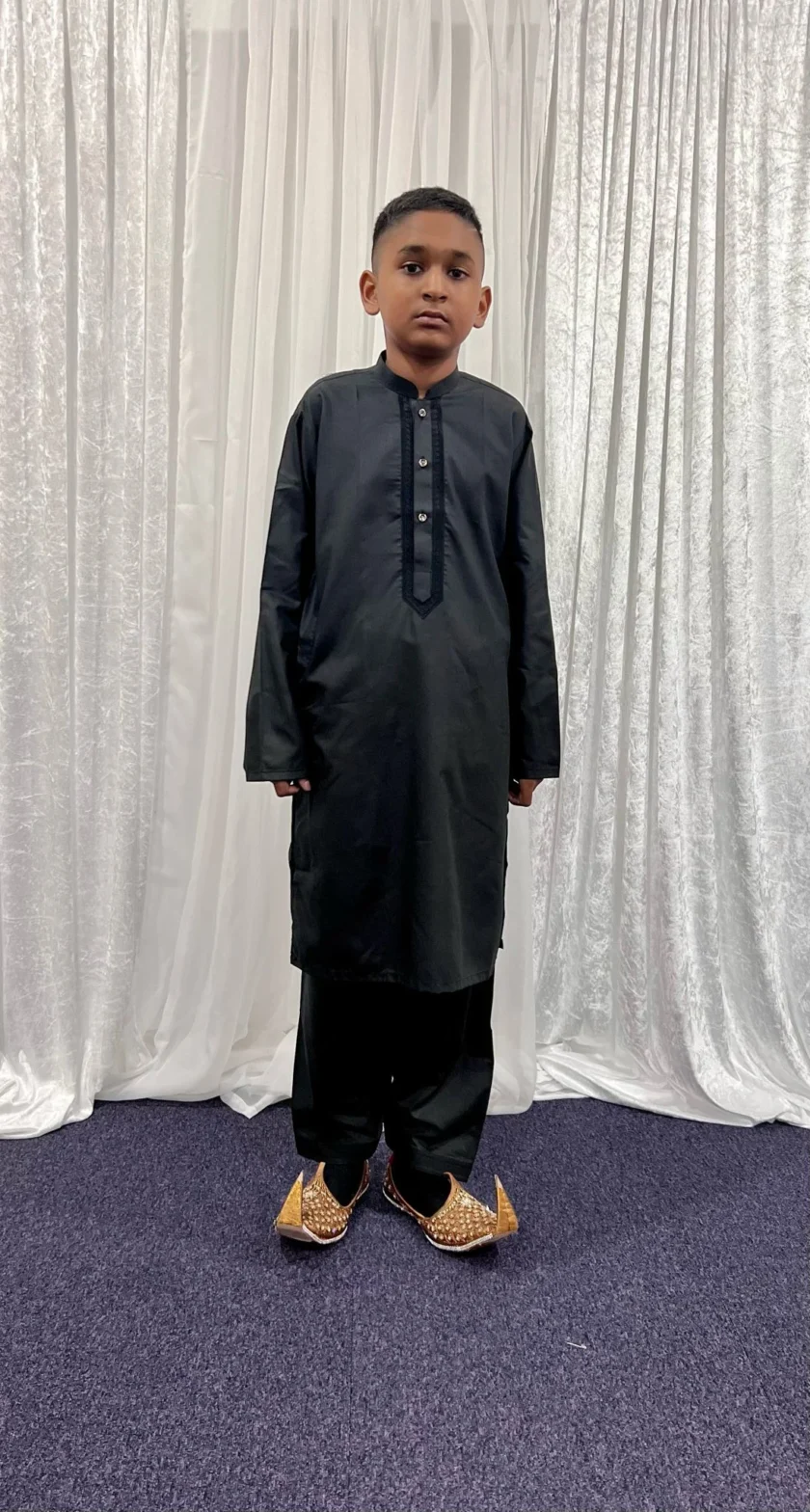 Katoenen Shalwaar Kameez Zwart - Afbeelding 2
