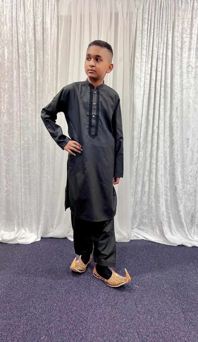 Katoenen Shalwaar Kameez Zwart