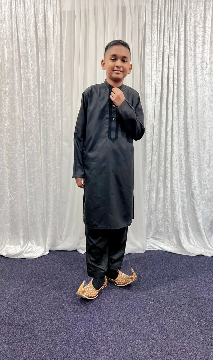 Katoenen Shalwaar Kameez Zwart - Afbeelding 3