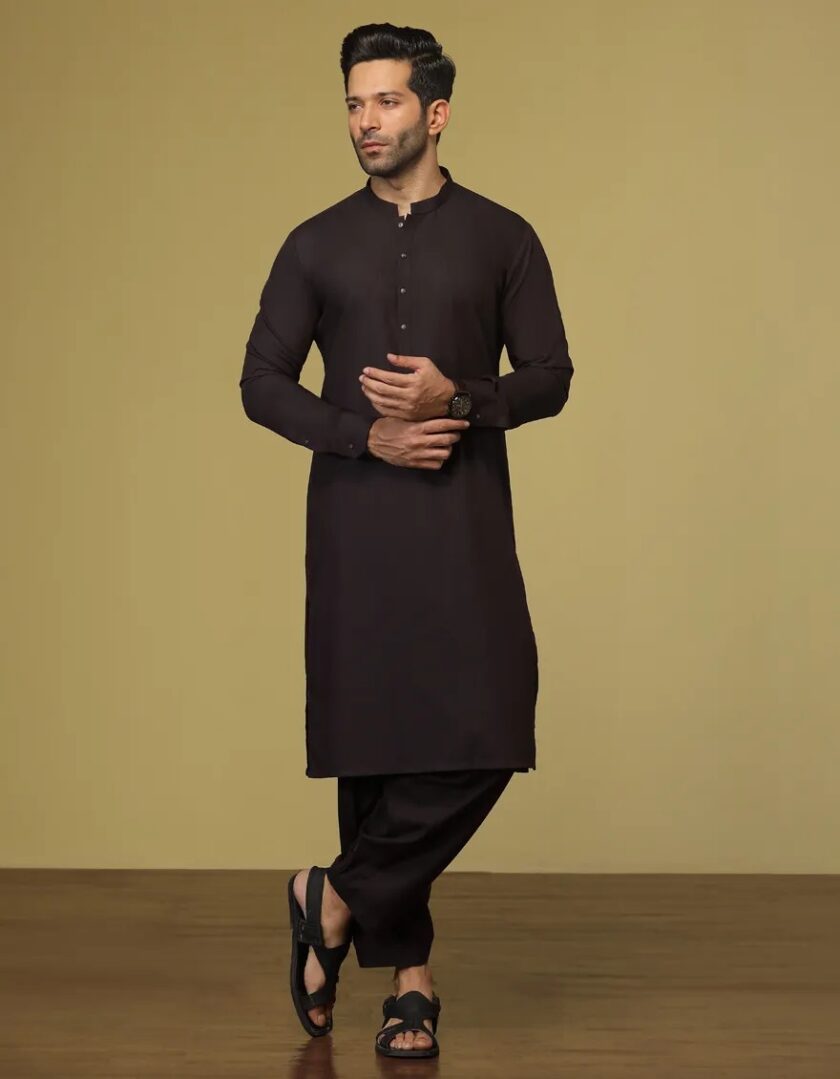 Junaid Jamshed Shalwaar Kameez Donkerbruin maat M en XL 5007
