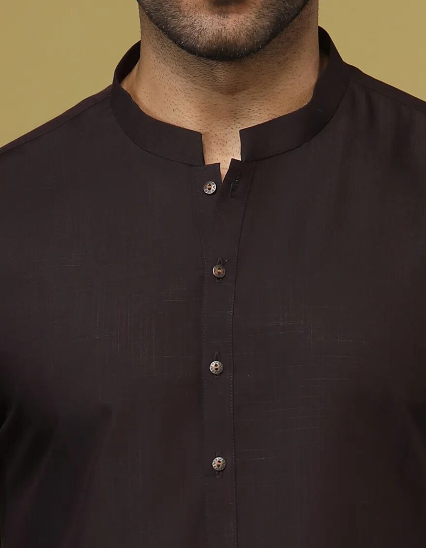 Junaid Jamshed Shalwaar Kameez Donkerbruin maat M en XL 5007 - Afbeelding 3
