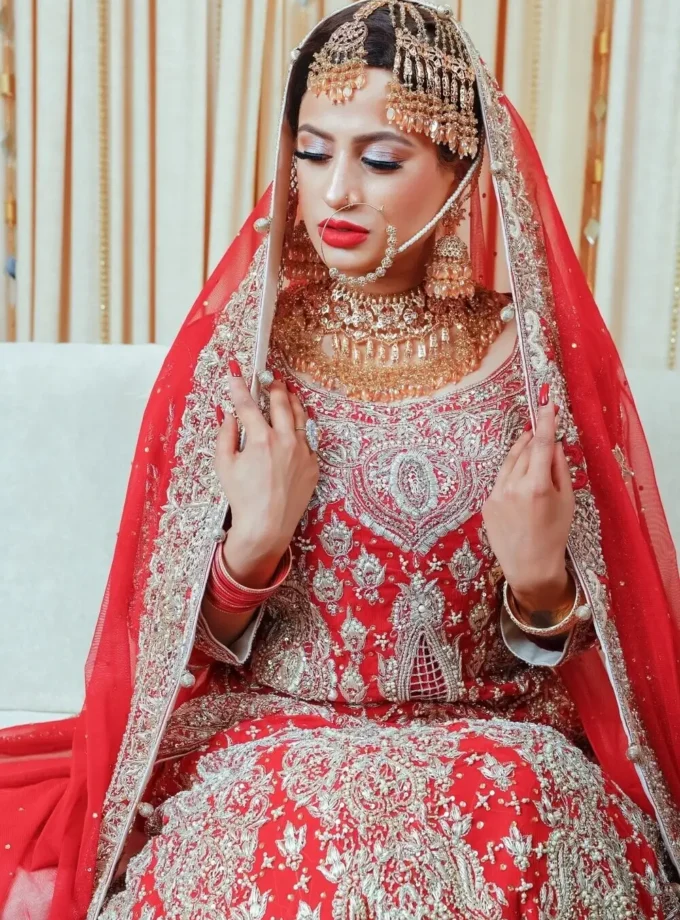 Bridal Lehenga Rood Met Goud
