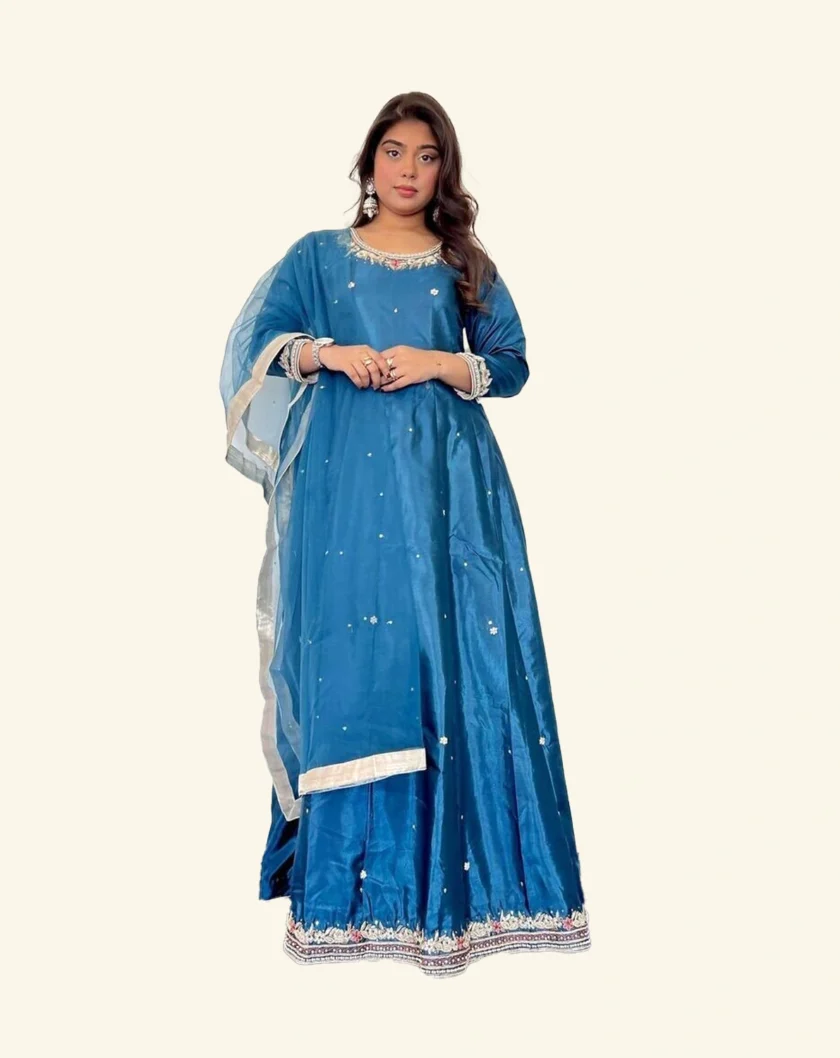 Raw Silk Maxi Blauw