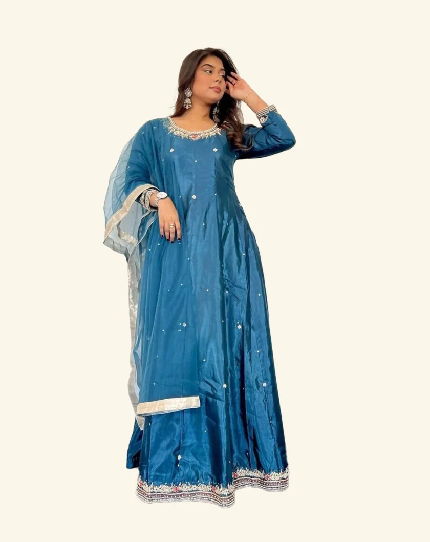 Raw Silk Maxi Blauw - Afbeelding 3
