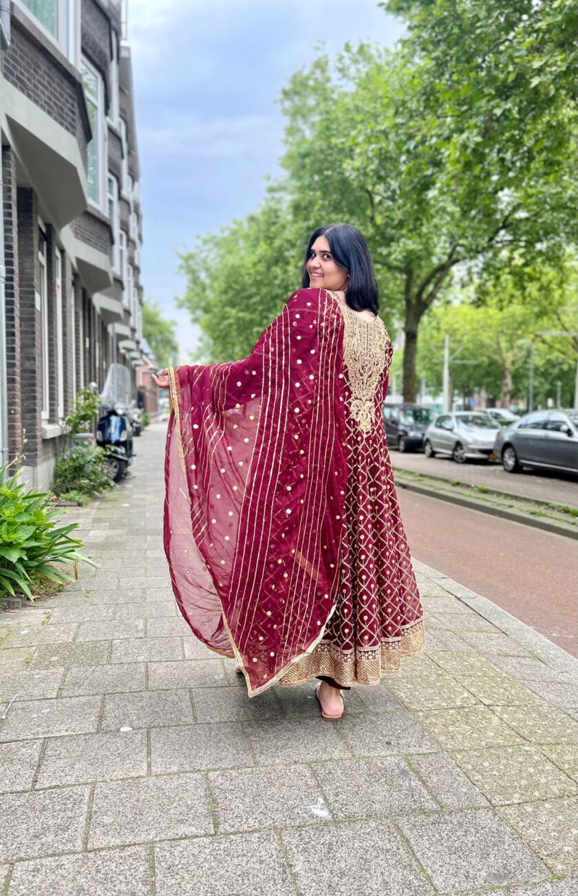 Asim Jofa chiffon maxi bordeaux - Afbeelding 3