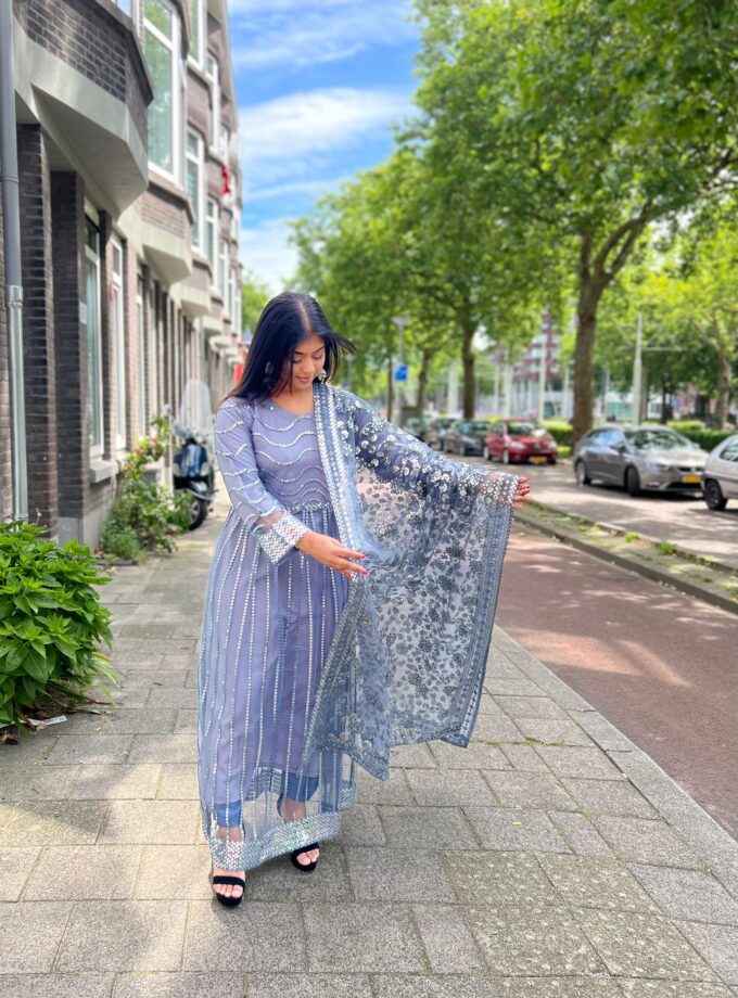 Alizeh maxi grijs met zilver