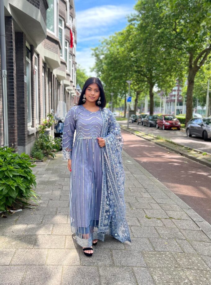 Alizeh maxi grijs met zilver