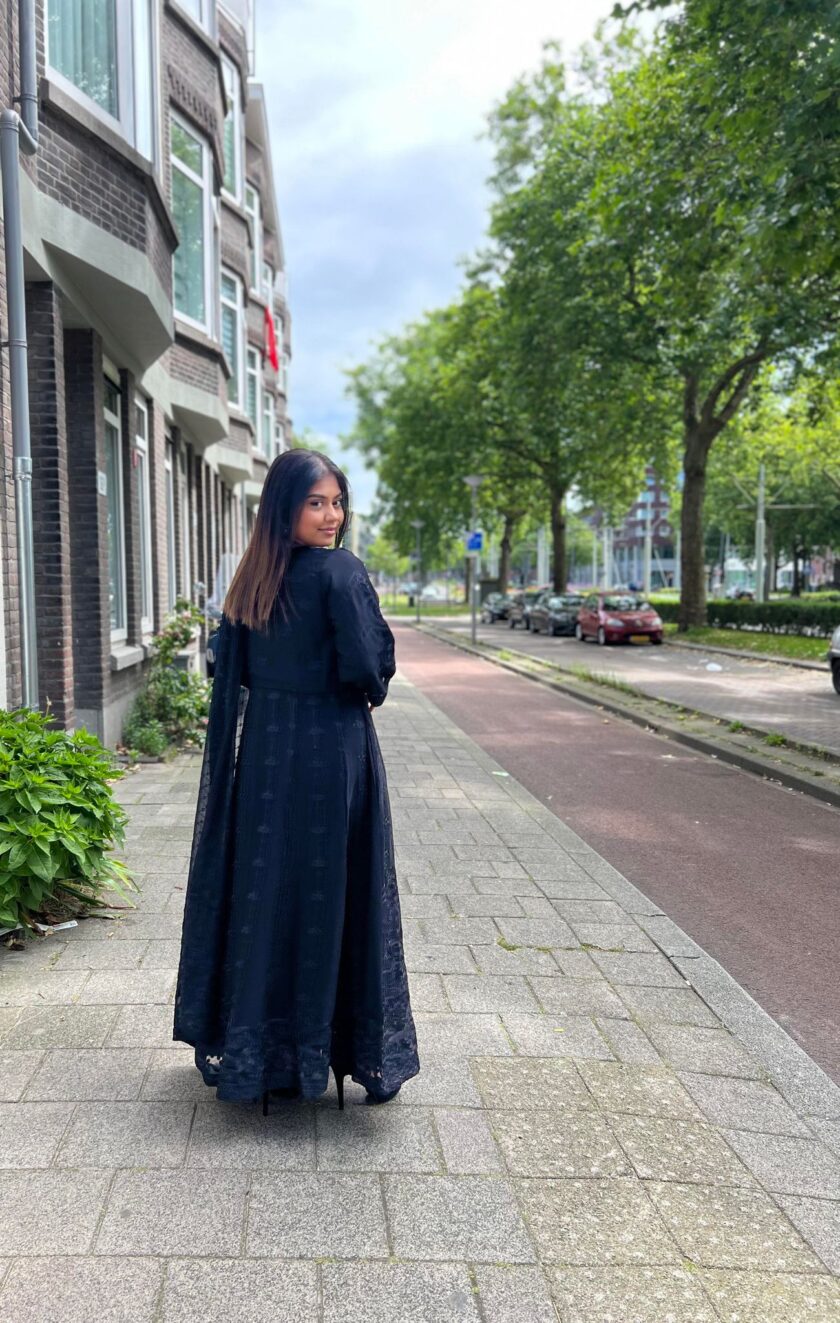 Alizeh chiffon maxi zwart volledig draadbewerkt - Afbeelding 8