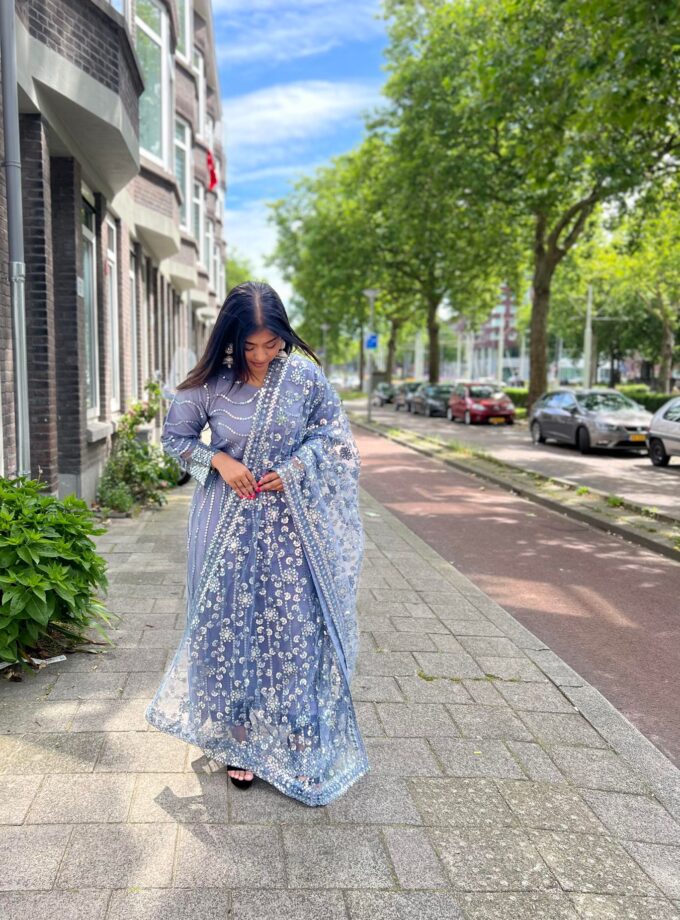 Alizeh maxi grijs met zilver