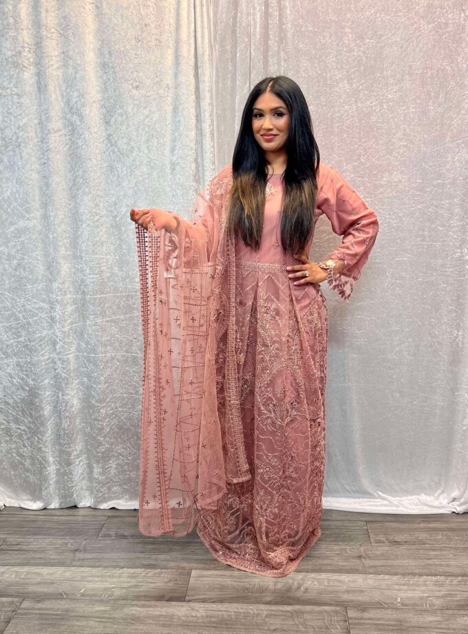 Alizeh maxi donkerroze met goudtinten