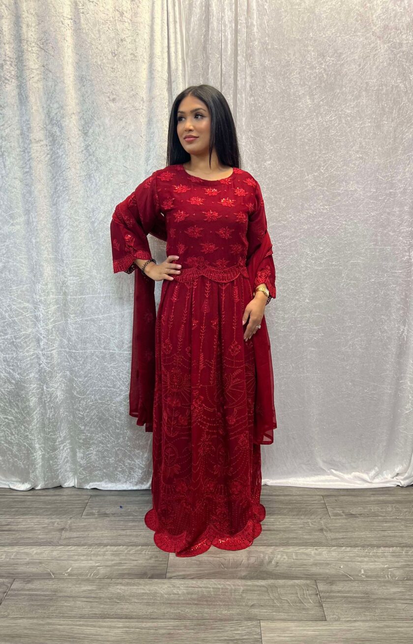 Alizeh chiffon maxi rood