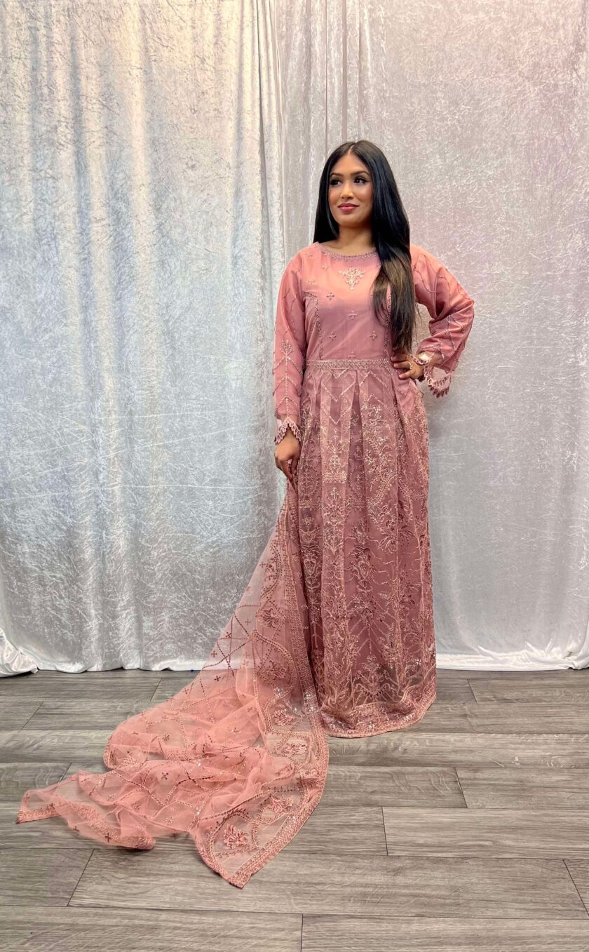 Alizeh maxi donkerroze met goudtinten