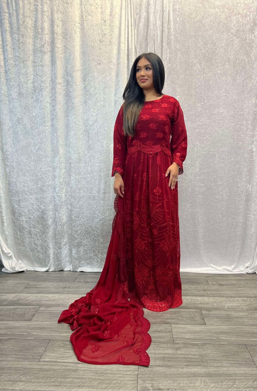 Alizeh chiffon maxi rood - Afbeelding 3