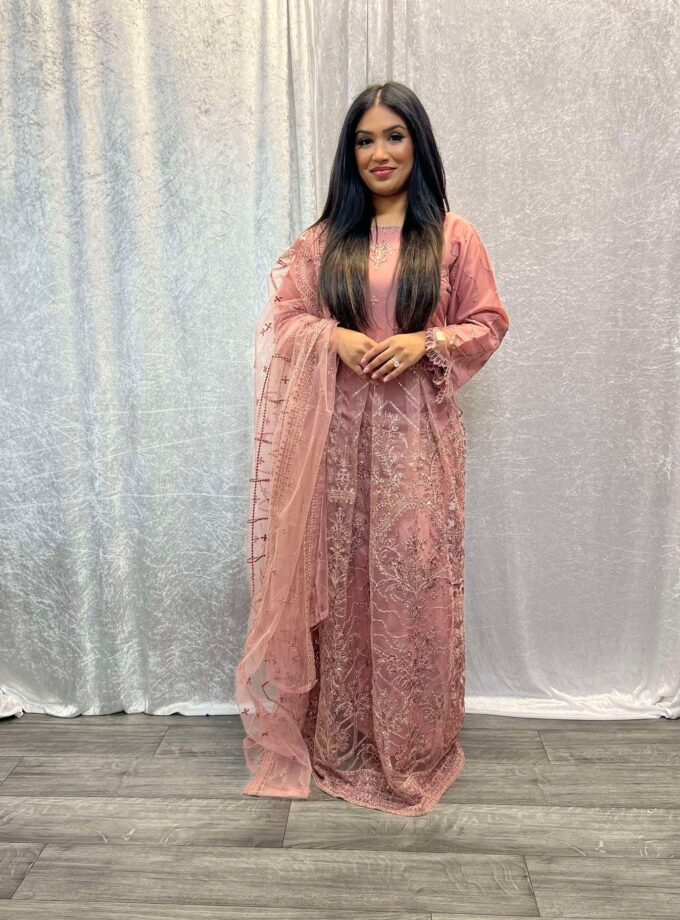 Alizeh maxi donkerroze met goudtinten