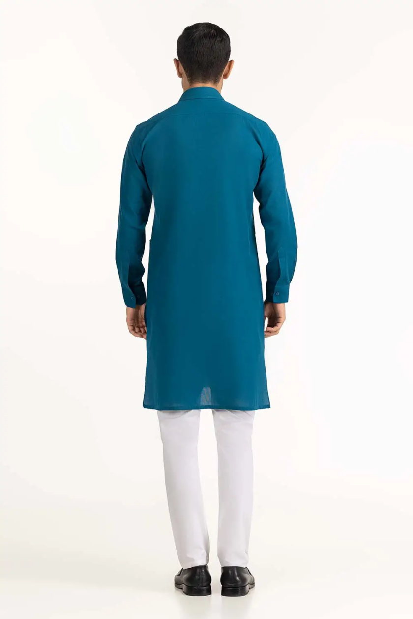 Gul Ahmed kurta aquablauw maat S en M - Afbeelding 2