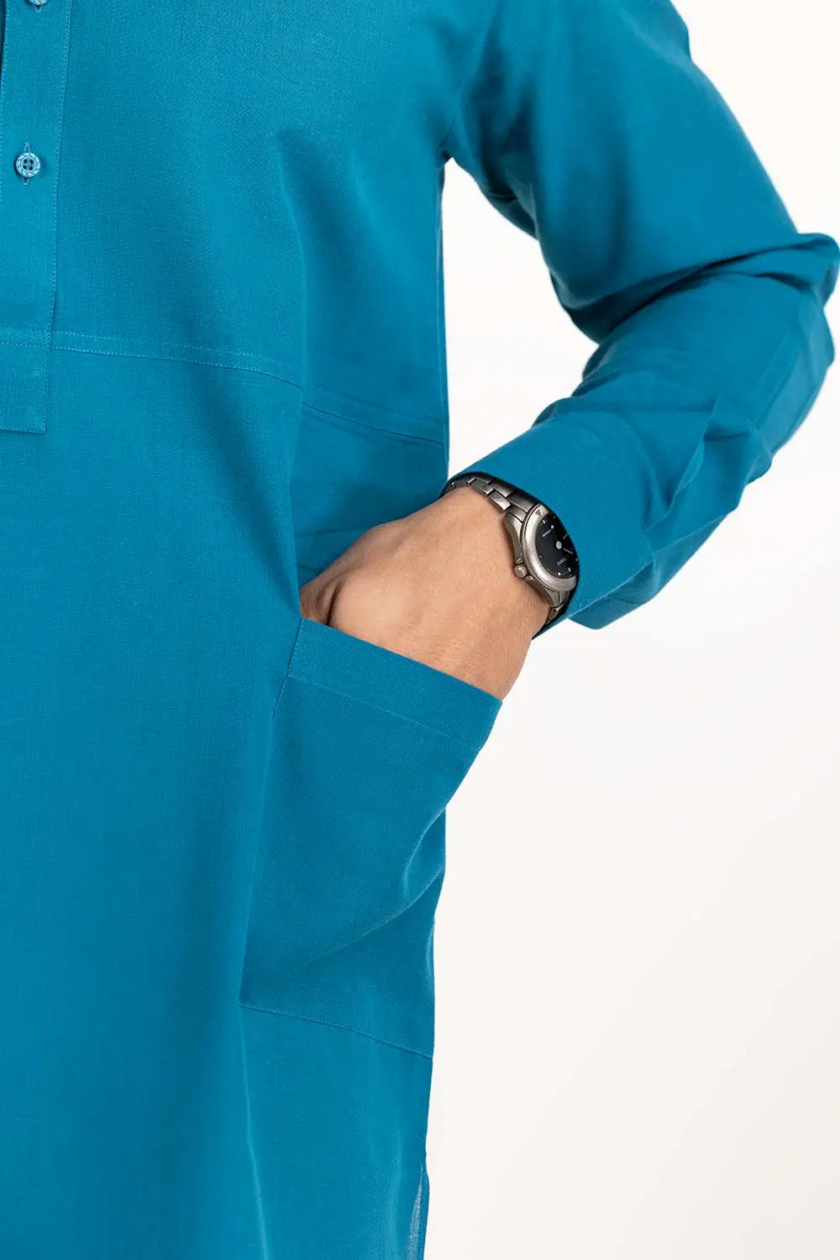 Gul Ahmed kurta aquablauw maat S en M - Afbeelding 3