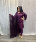 Chiffon suit paars op paars