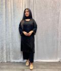 Chiffon suit zwart op zwart