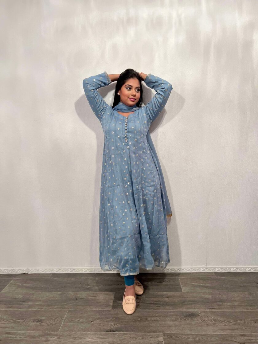 Chiffon maxi fancy grijsblauw - Afbeelding 3