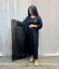 Chiffon suit zwart op zwart - Afbeelding 3
