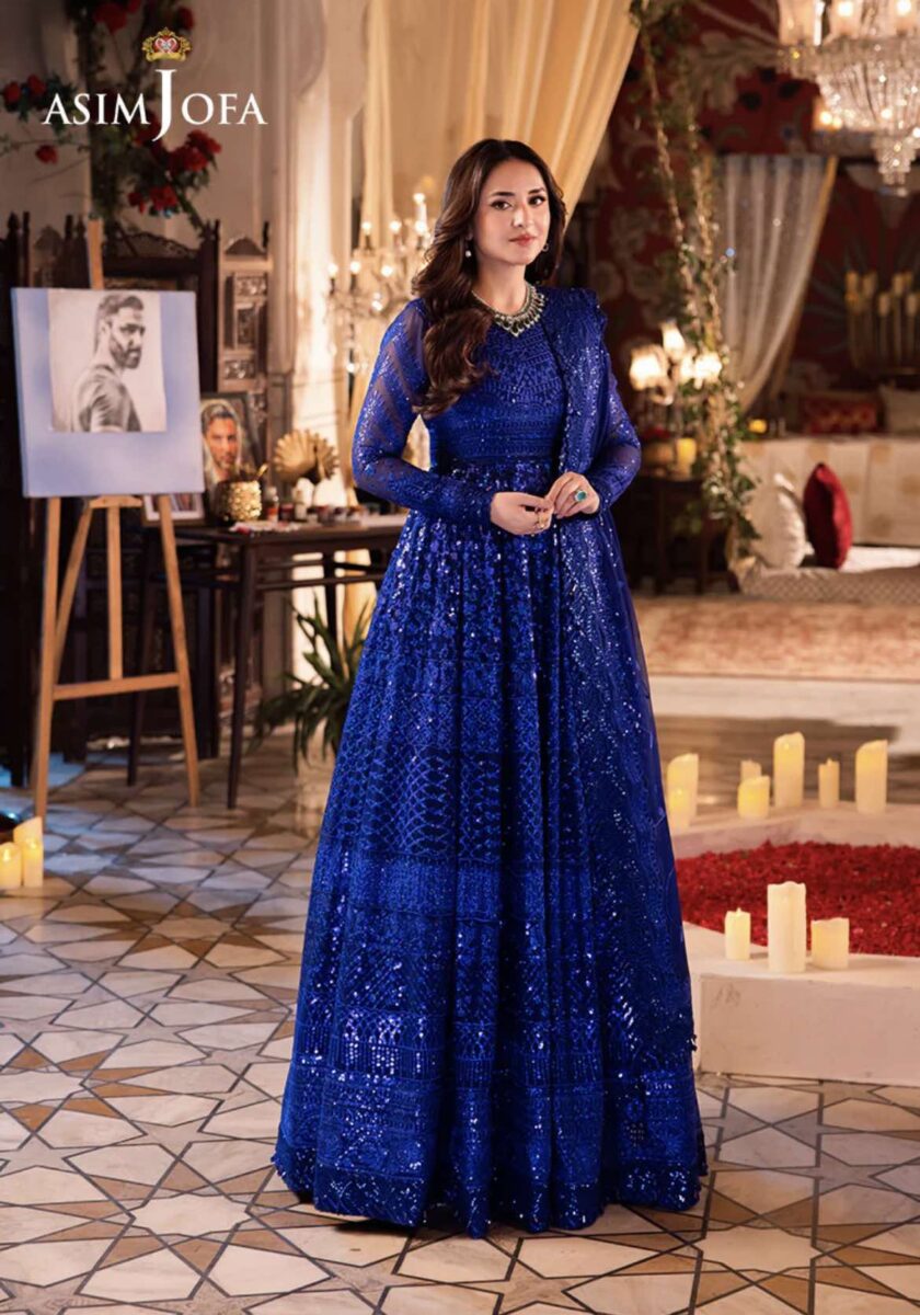 Asim Jofa chiffon maxi royal blue