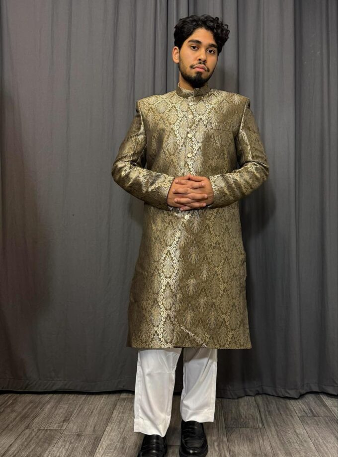 Sherwani banarsi goud artikel 9436