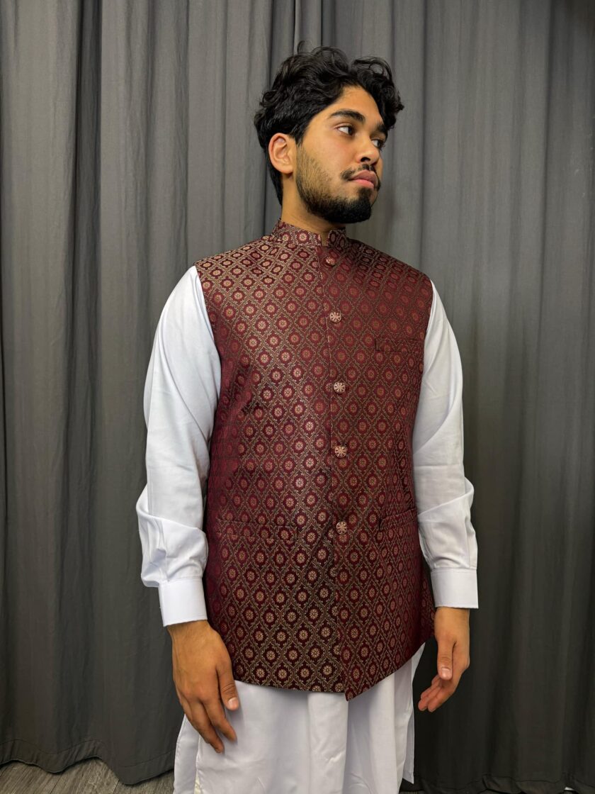 Waistcoat bordeauxprint artikel 9519 - Afbeelding 2