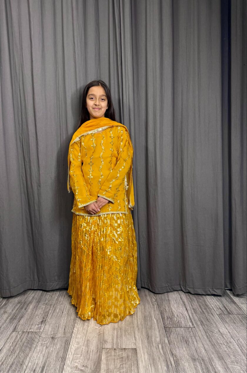 Lehenga broshia organza geel - Afbeelding 2