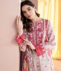 Limelight khaddar mirror suit rood met wit