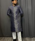 Sherwani banarsi blauw met goud artikel 9445 - Afbeelding 4