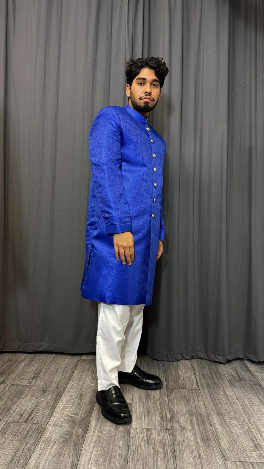 Sherwani royal blue maat S artikel 9559 - Afbeelding 2