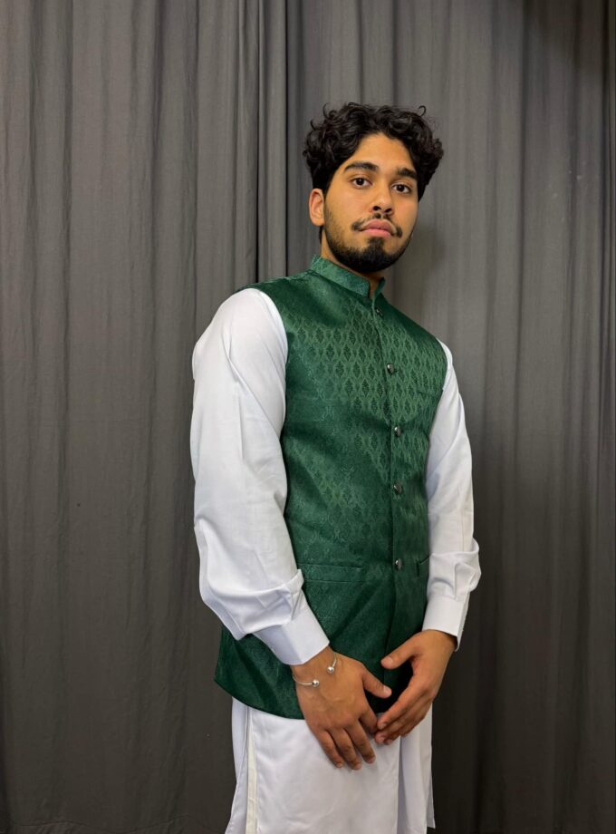 Waistcoat smaragdgroen artikel 9491
