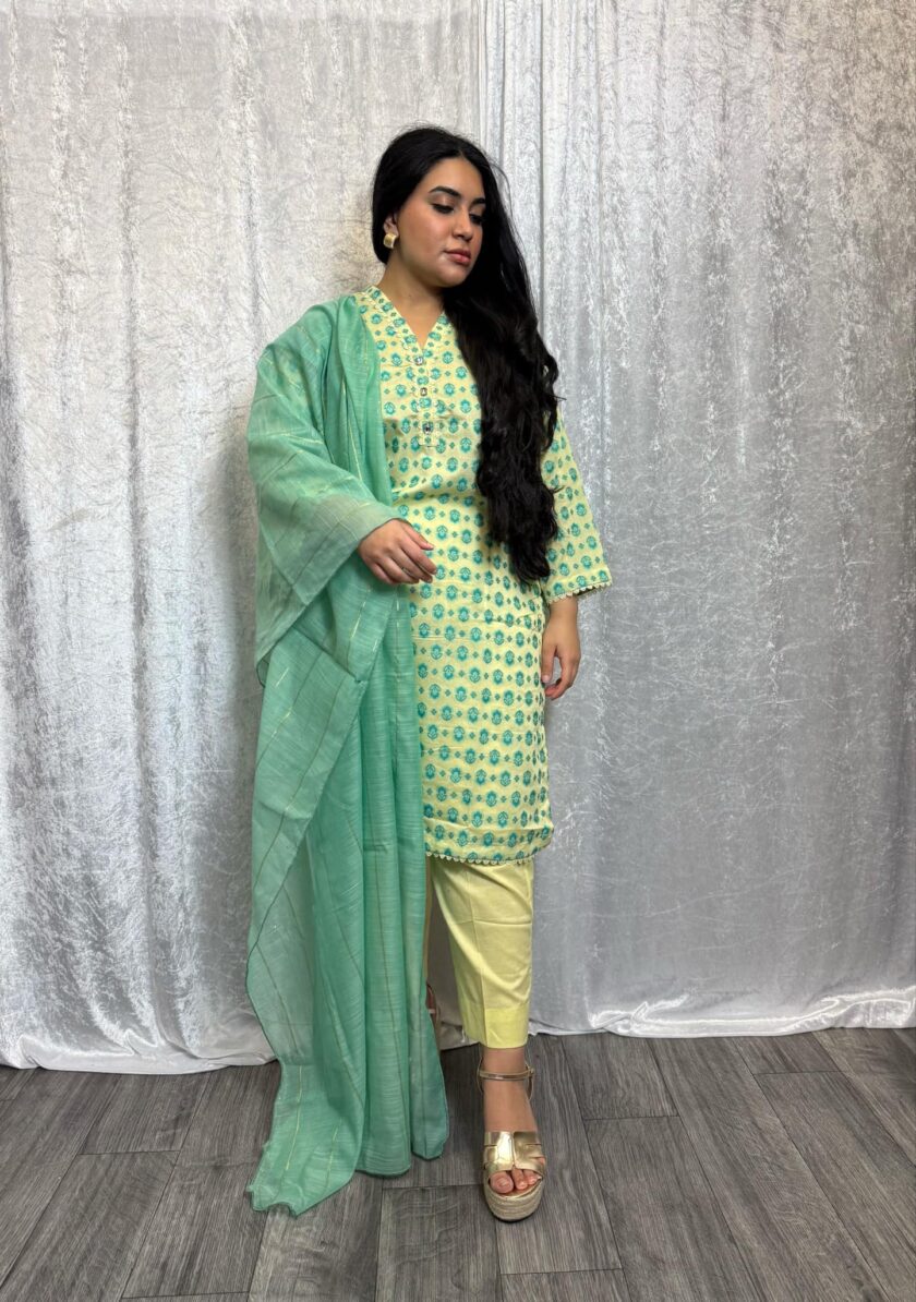 Jacquard print lawn suit - Afbeelding 2