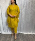 Jacquard print lawn suit mosterd - Afbeelding 3
