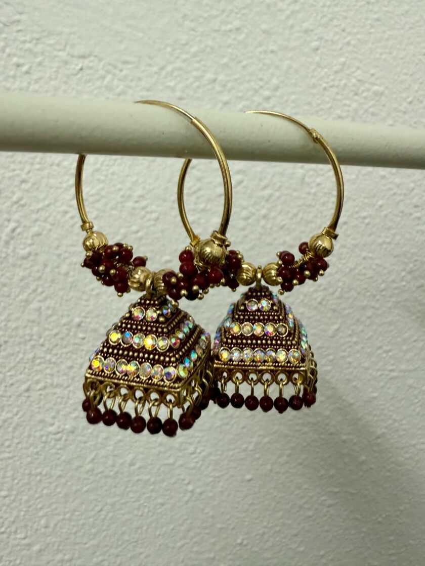 Oorbellen bruin met goud 01642