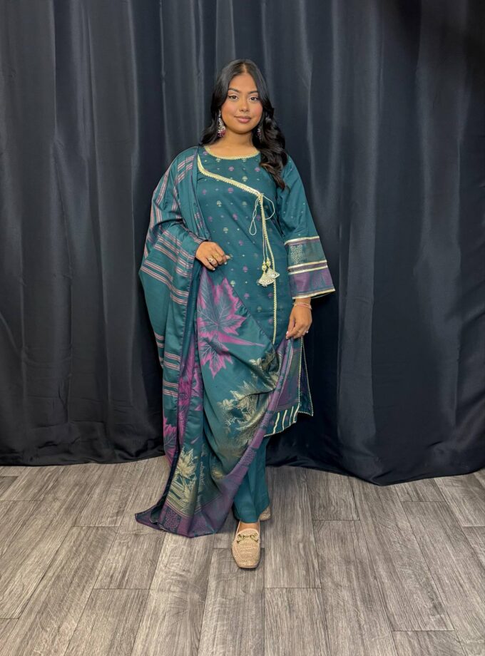 Jacquard print suit met gouden lace anraka stijl maat Large