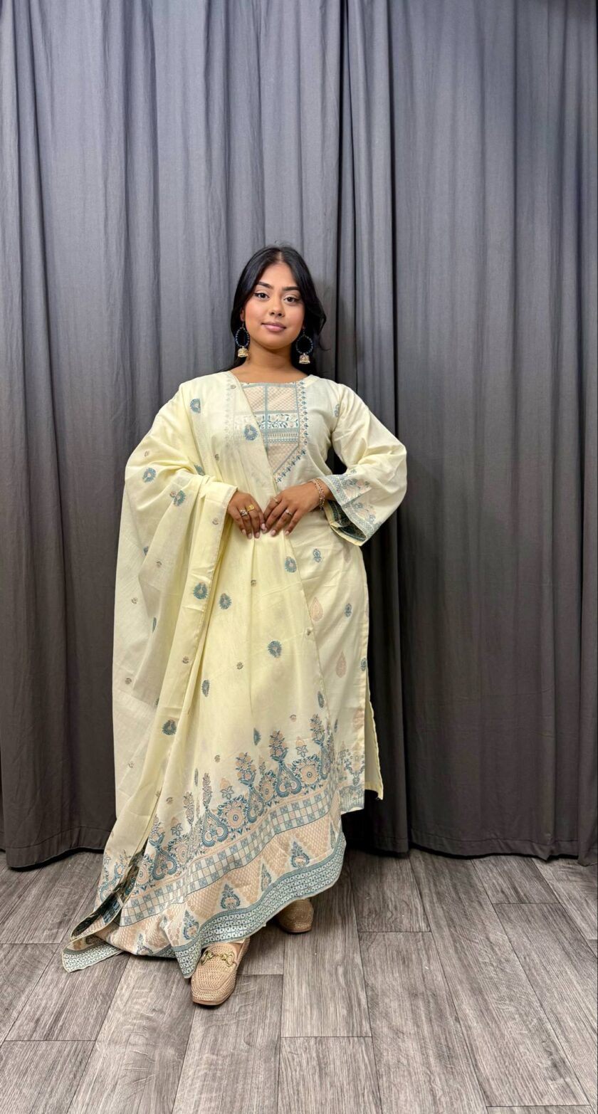 Saya jacquard print lawn suit 2039