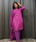 Lawn suit jacquard print met chiffon dupatta - Afbeelding 2