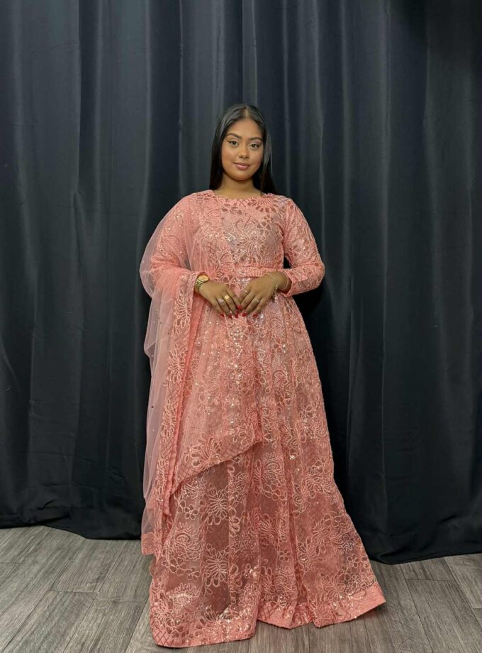 Fancy maxi peach met riem
