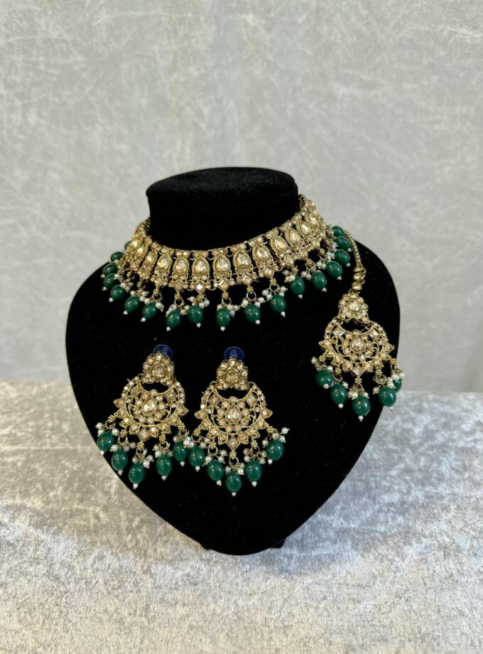 Sieradenset goud met groen 01742