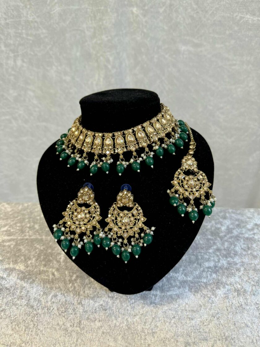 Sieradenset goud met groen 01742