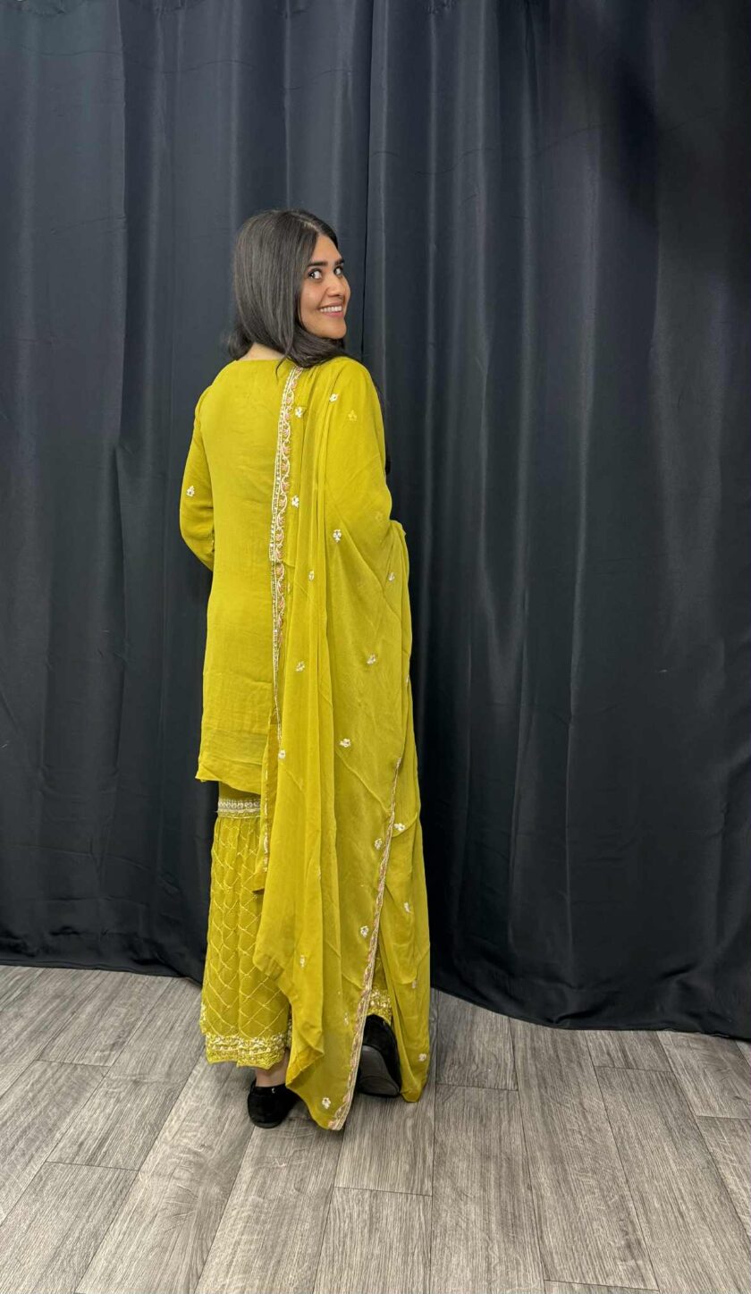 Agha Noor 3 piece gharara lime - Afbeelding 2
