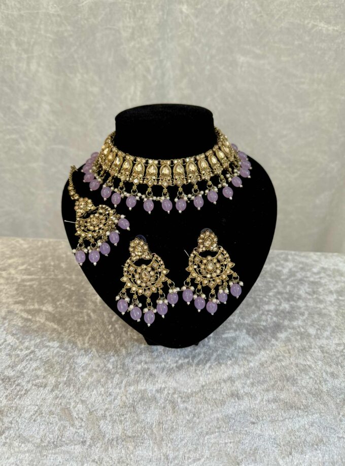 Sieradenset goud met lila 01744