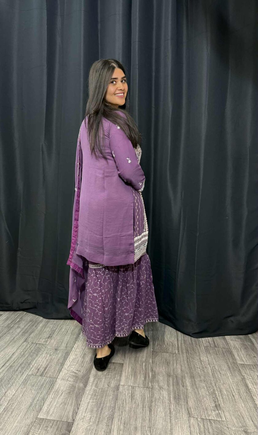 Agha Noor 3 piece gharara paars - Afbeelding 2