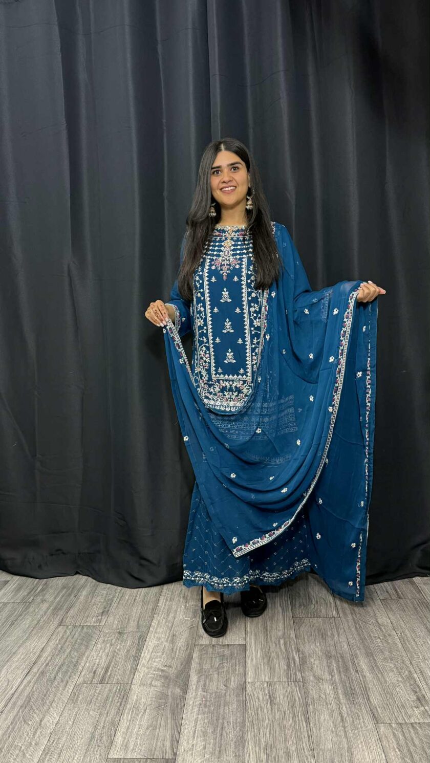 Agha Noor 3 piece gharara zink - Afbeelding 5